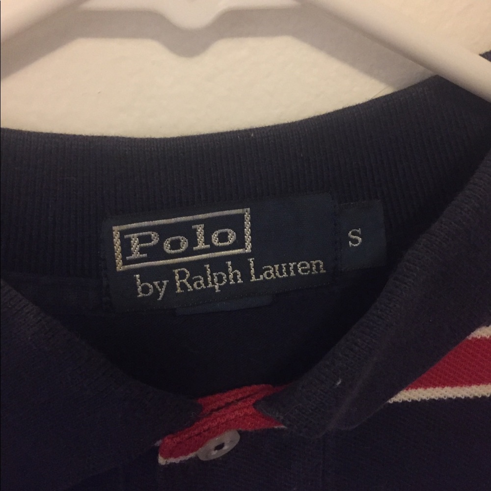 Navy blue with red and white striped polo - Picture 3 of 4